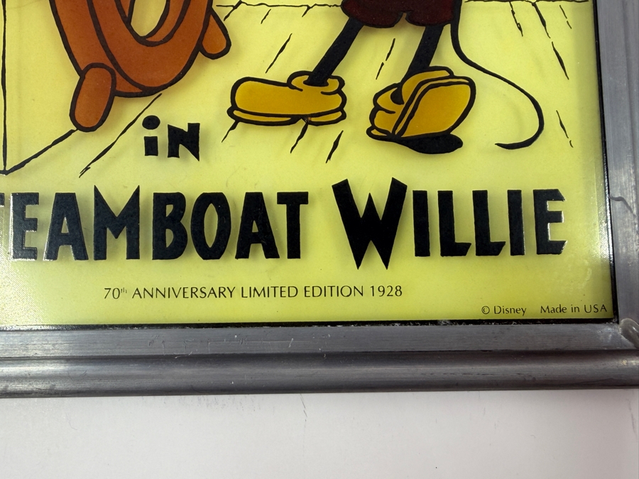 Limited Edition Stained Glass Artwork Featuring The Premiere Of The First Mickey Mouse Cartoon Steamboat Willie (1928) Numbered 229 Of 1928 7.5 X 10.5 [Photo 3]