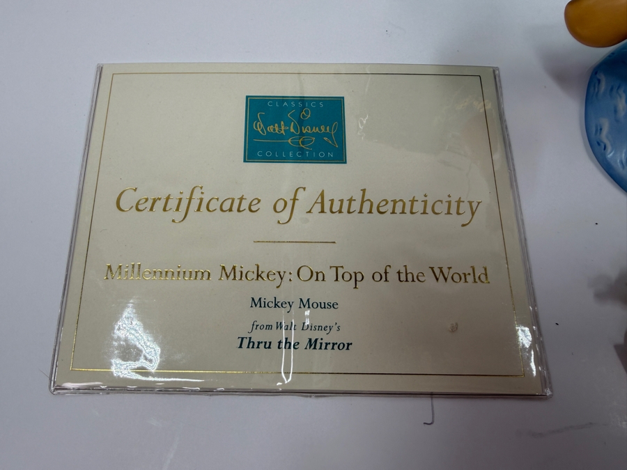 Walt Disney Classics Collection 'Millennium Mickey: On Top Of The World' From Walt Disney's Thru The Mirror Figurine With Trading Pin, Medallion And Original Box 5'H [Photo 8]