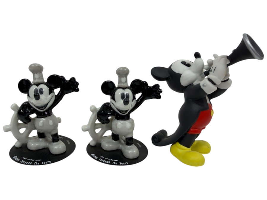 (3) Small Disney Mickey Mouse Figurines 3' - 3.5'
