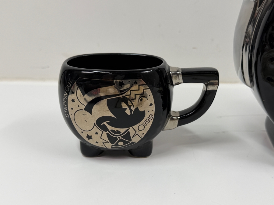 Vintage Disney Enesco Mickey Mouse Steppin' Out Teapot and Cup Set 7.5'H [Photo 3]