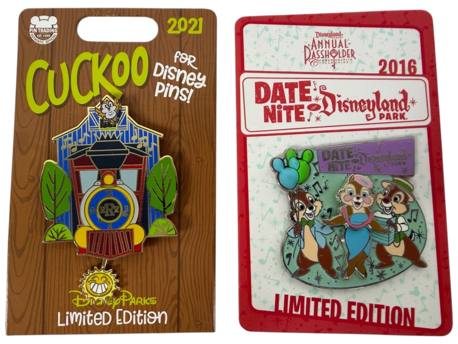 Just Added - Limited Edition 2021 Mickey & Minnie’s Runaway Railway Cuckoo Pin And 2016 Disneyland Annual Passholder Date Nite Chip 'N' Dale Pin