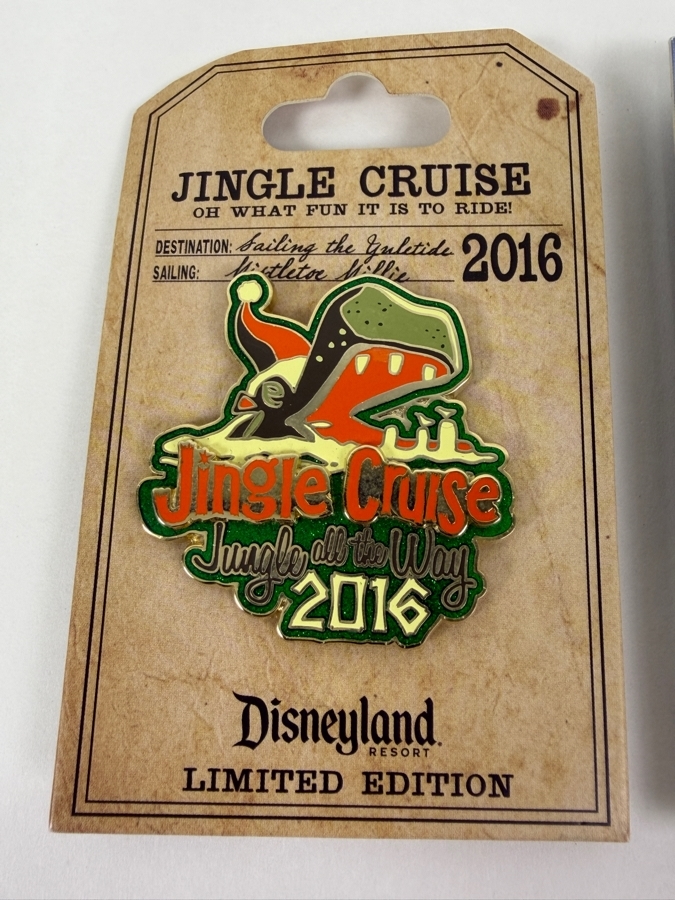 Just Added - Limited Edition Disneyland Resort Jingle Cruise 2016 And Minnie Mouse Teacup Train 2019 Passholder Trading Pins [Photo 3]