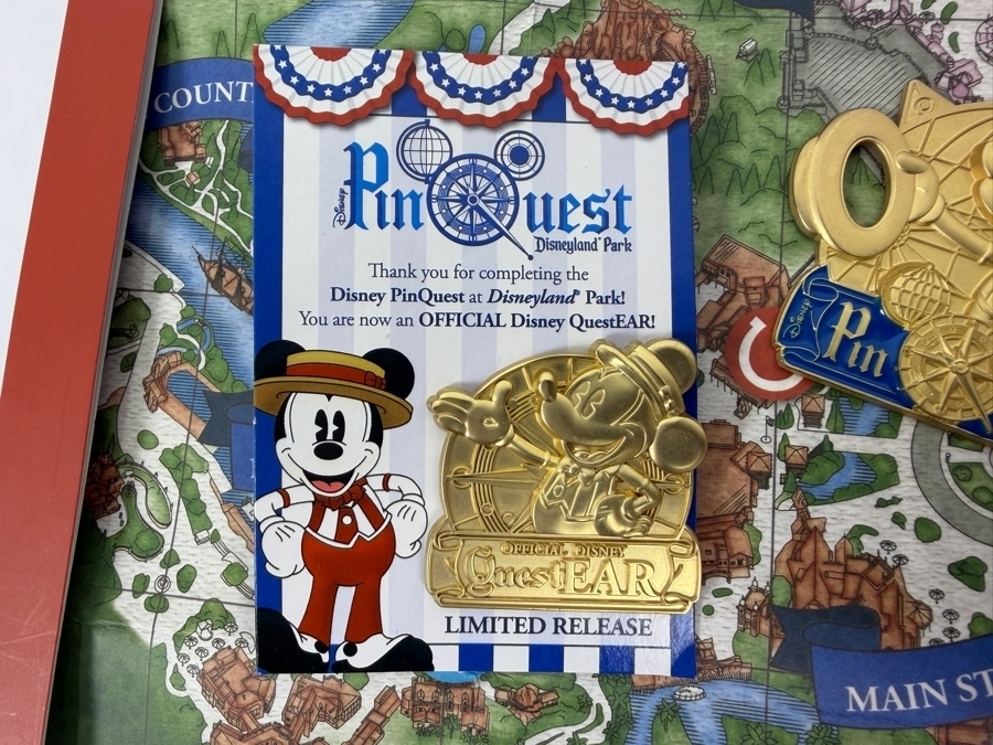 Just Added - Disneyland Resort 2016 PinQuest Scavenger Hunt Starter Adventure Kit With Complete Set Of Six Limited Release Clue Pins And Mickey Mouse QuestEAR Completer Pin [Photo 2]