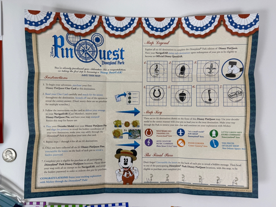 Just Added - Disneyland Resort 2016 PinQuest Scavenger Hunt Starter Adventure Kit With Complete Set Of Six Limited Release Clue Pins And Mickey Mouse QuestEAR Completer Pin [Photo 11]