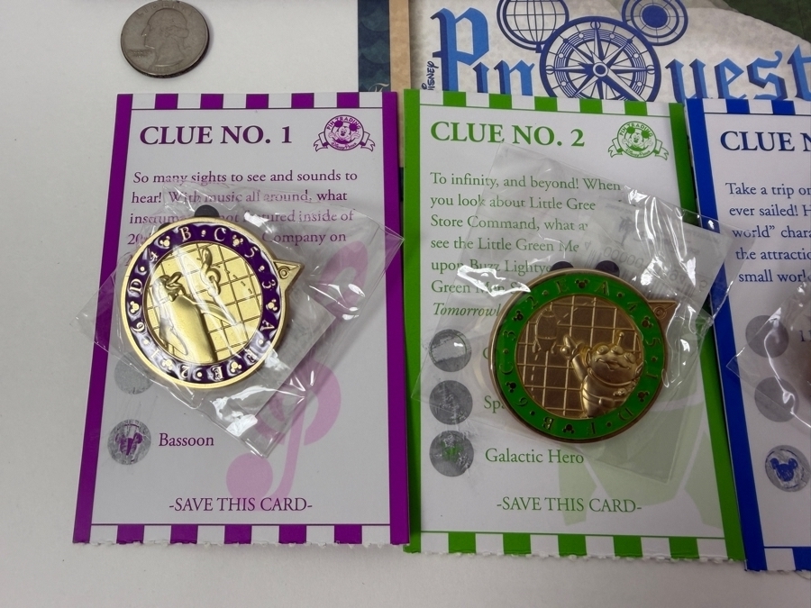 Just Added - Disneyland Resort 2016 PinQuest Scavenger Hunt Starter Adventure Kit With Complete Set Of Six Limited Release Clue Pins And Mickey Mouse QuestEAR Completer Pin [Photo 6]