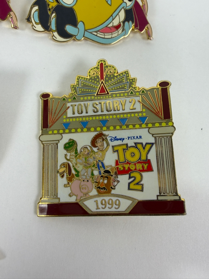 Just Added - Disneyland Resort Limited Edition 1500 Jessica Leaning On Benny The Cab, Disneyland 55th Anniversary Mr. Toad And Ichabod Crane Dangle Limited Edition 1500, And 1999 Toy Story 2 Theater Marquee Enamel Pin Collection [Photo 3]
