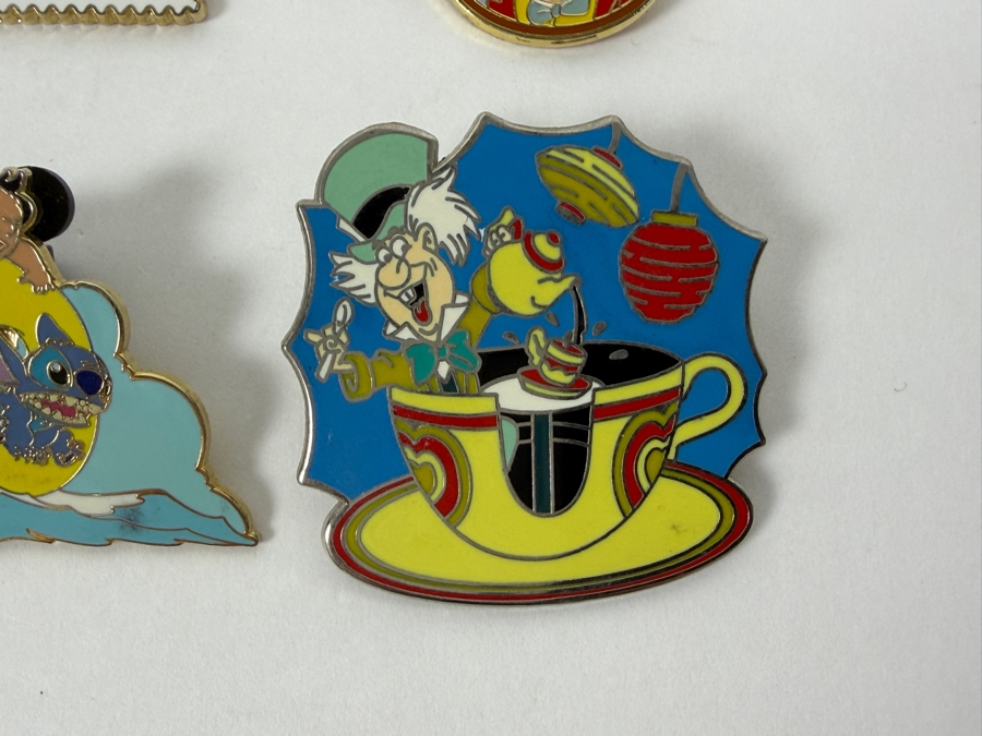 Just Added - Disneyland 100th Birthday Walt And Jiminy, Art Of Disney Pinocchio Stamp, Countdown To The Millennium Ichabod And Mr. Toad, Character Train Incredibles, Stitch Sundays Surfing, And Fantasyland Mad Hatter Pin Collection [Photo 7]