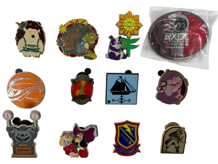 Just Added - Disney Pins: Toy Story 3 Mr. Pricklepants, Pinocchio Magical Musical Moments Jiminy Cricket, D23 Expo 2019 Honda Autopia Astronaut, Haunted Mansion Gargoyle, Ratatouille Chef Remy, And Captain Hook Enamel Pin Collection