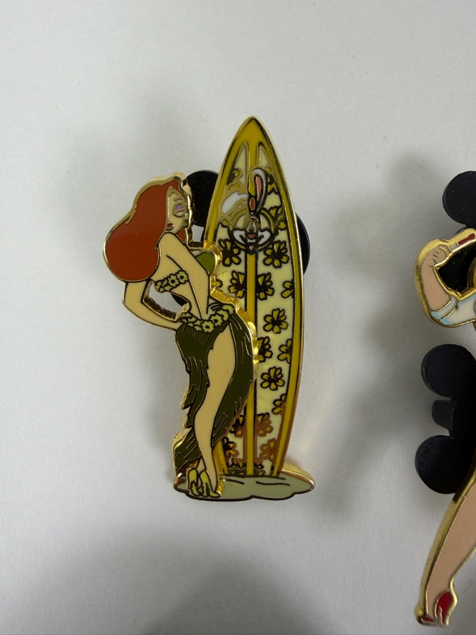 Just Added - Disney Auctions Limited Edition 1000 Jessica Rabbit On Moving Surfboard, Hospital Nurse Jessica Rabbit, Red Dress Jessica On St. Crossing Sign, And D23 Expo 2017 Logo Multi-Character Enamel Pin Collection
 [Photo 2]