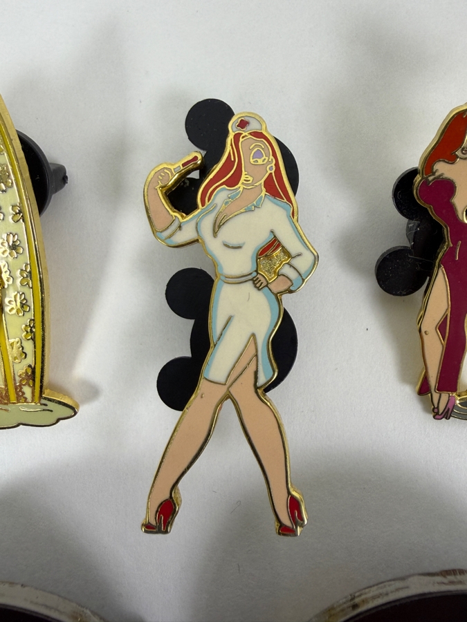 Just Added - Disney Auctions Limited Edition 1000 Jessica Rabbit On Moving Surfboard, Hospital Nurse Jessica Rabbit, Red Dress Jessica On St. Crossing Sign, And D23 Expo 2017 Logo Multi-Character Enamel Pin Collection
 [Photo 3]