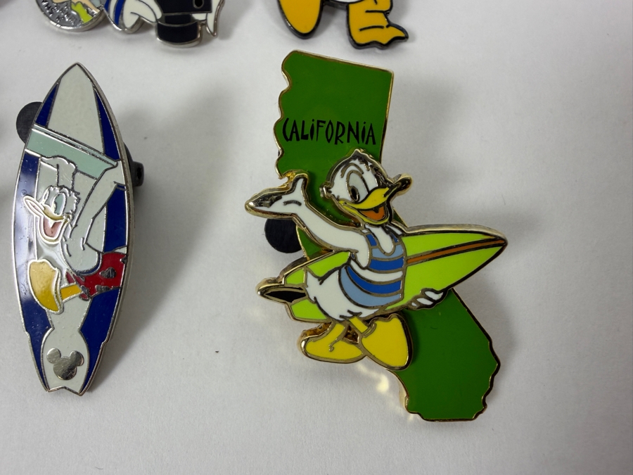 Just Added - Disney Pins: 2017 Shanghai Disney Halloween Donald, 2004 Disneyland Cast Lanyard Unbirthday Donald, 2005 Goofin' Around Googly Eyes Donald, And 2005 Snowball Fight Spinner Donald Enamel Pin Set [Photo 2]