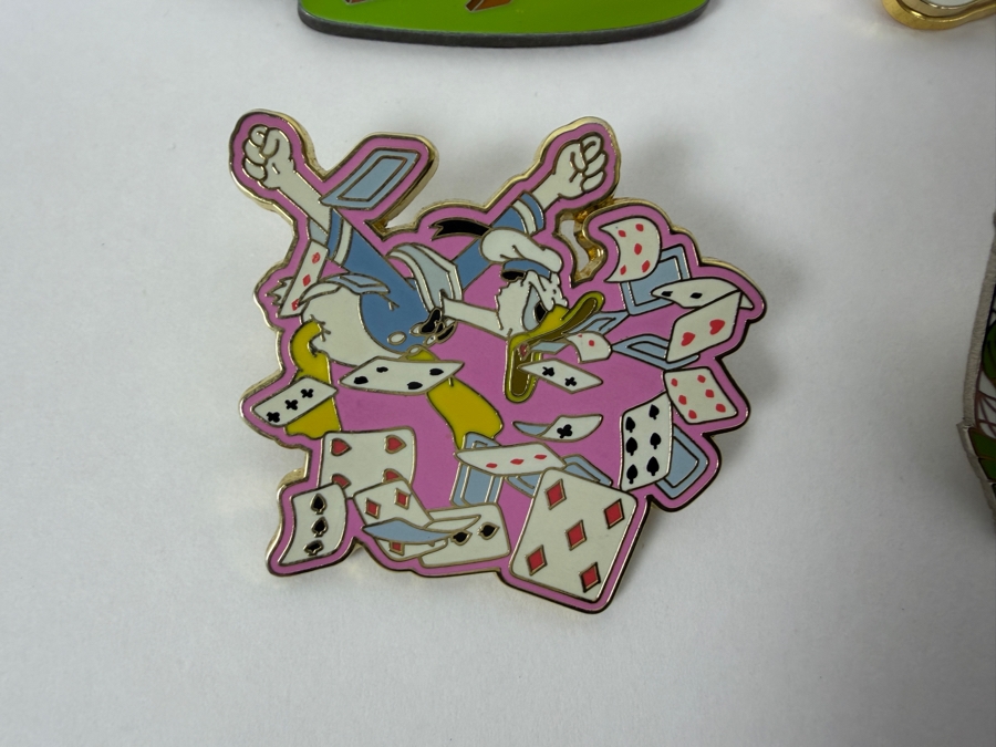 Just Added - Disney Limited Edition Pins: 2001 Artist Choice Sandwich Snatchers, 2004 USA Olympics Donald And Daisy, 2007 Hidden Mickey All-American Donald, 2001 Japanese Disney Store Cello Donald, And 2005 Butterfly Catcher Enamel Pin Set [Photo 2]