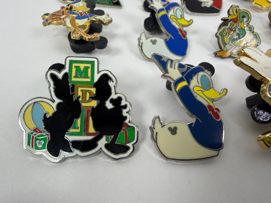 Just Added - Disney Pins: 2004 Wells Expedition Donald, 2002 Firefighter Donald, 1999 Millennium Countdown Ichabod & Mr. Toad, Scrooge McDuck With Cane, And Sorcerer Donald Enamel Pin Collection [Photo 2]