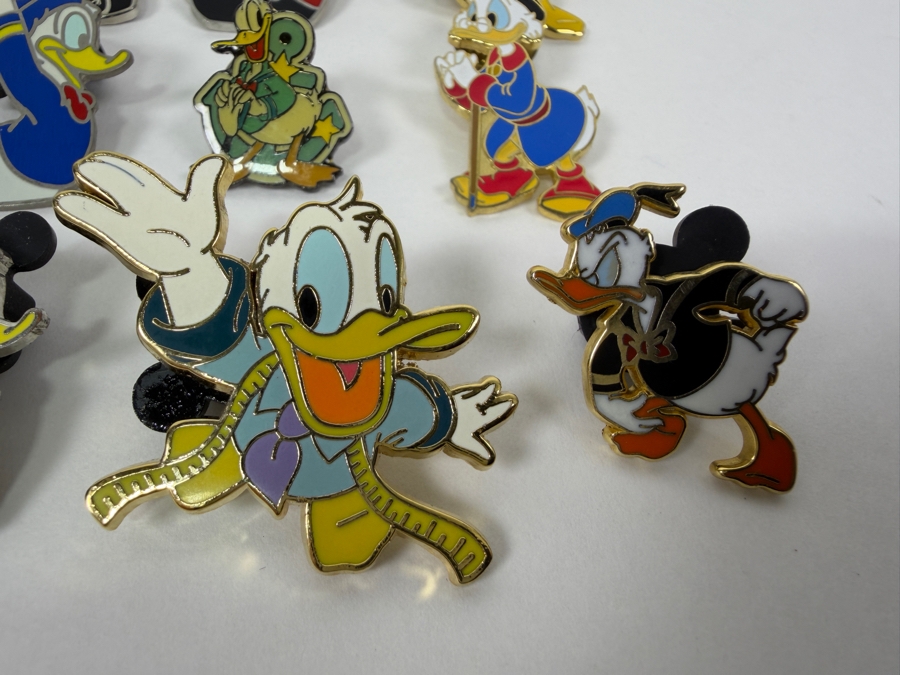 Just Added - Disney Pins: 2004 Wells Expedition Donald, 2002 Firefighter Donald, 1999 Millennium Countdown Ichabod & Mr. Toad, Scrooge McDuck With Cane, And Sorcerer Donald Enamel Pin Collection [Photo 3]