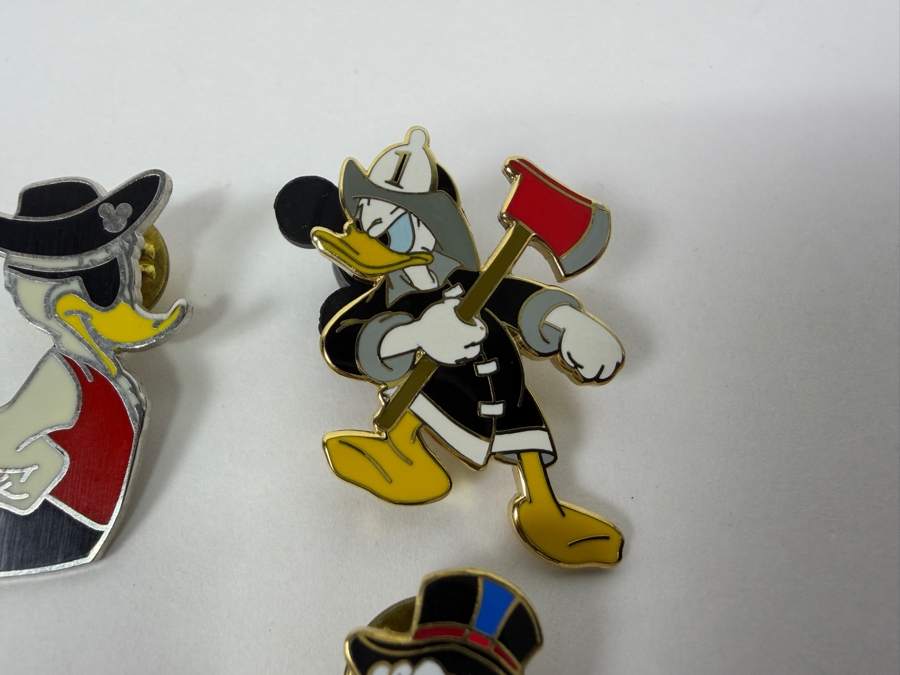 Just Added - Disney Pins: 2004 Wells Expedition Donald, 2002 Firefighter Donald, 1999 Millennium Countdown Ichabod & Mr. Toad, Scrooge McDuck With Cane, And Sorcerer Donald Enamel Pin Collection [Photo 9]