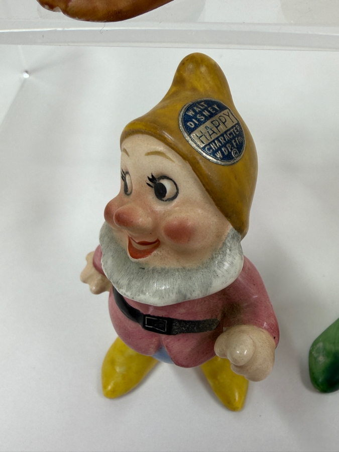 Just Added - Vintage 1950s Goebel Germany Walt Disney Snow White And The Seven Dwarfs Porcelain Figurine Collection Featuring Sneezy, Bashful, Sleepy, Dopey, Happy, Grumpy, And Doc With Original Foil Labels 3'H - 6'H [Photo 5]