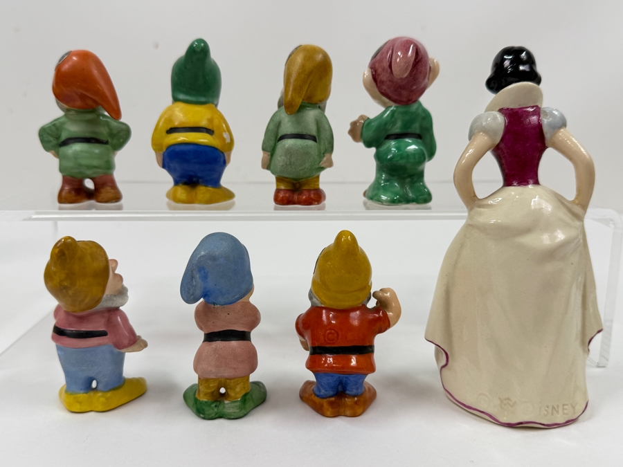 Just Added - Vintage 1950s Goebel Germany Walt Disney Snow White And The Seven Dwarfs Porcelain Figurine Collection Featuring Sneezy, Bashful, Sleepy, Dopey, Happy, Grumpy, And Doc With Original Foil Labels 3'H - 6'H [Photo 11]
