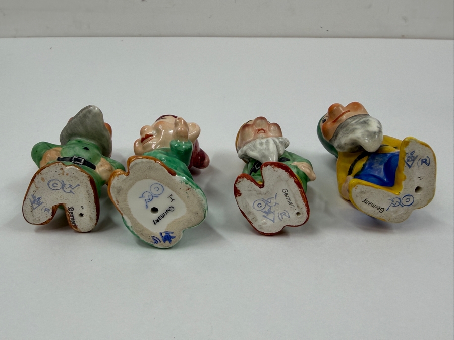 Just Added - Vintage 1950s Goebel Germany Walt Disney Snow White And The Seven Dwarfs Porcelain Figurine Collection Featuring Sneezy, Bashful, Sleepy, Dopey, Happy, Grumpy, And Doc With Original Foil Labels 3'H - 6'H [Photo 16]