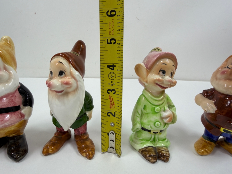 Just Added - Vintage 1950s Goebel Germany Walt Disney Snow White And The Seven Dwarfs Porcelain Figurine Collection Featuring Sneezy, Bashful, Sleepy, Dopey, Happy, Grumpy, And Doc With Original Foil Labels 5'H [Photo 13]