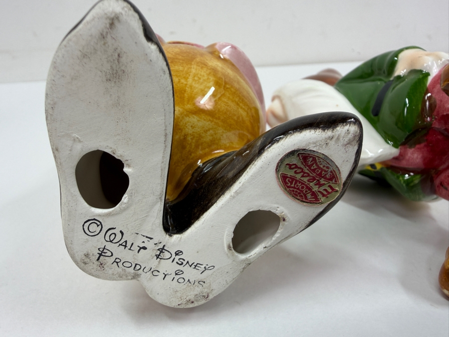 Just Added - Vintage 1950s Goebel Germany Walt Disney Snow White And The Seven Dwarfs Porcelain Figurine Collection Featuring Sneezy, Bashful, Sleepy, Dopey, Happy, Grumpy, And Doc With Original Foil Labels 5'H [Photo 10]