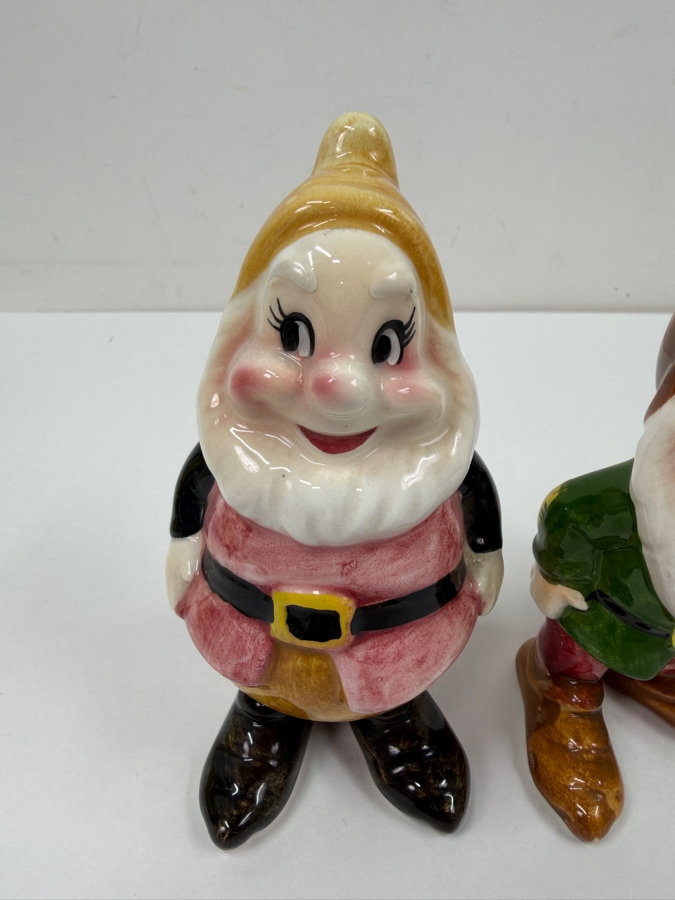 Just Added - Vintage 1950s Goebel Germany Walt Disney Snow White And The Seven Dwarfs Porcelain Figurine Collection Featuring Sneezy, Bashful, Sleepy, Dopey, Happy, Grumpy, And Doc With Original Foil Labels 5'H [Photo 6]