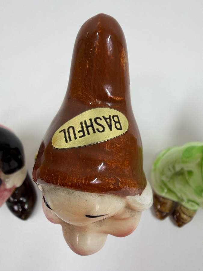 Just Added - Vintage 1950s Goebel Germany Walt Disney Snow White And The Seven Dwarfs Porcelain Figurine Collection Featuring Sneezy, Bashful, Sleepy, Dopey, Happy, Grumpy, And Doc With Original Foil Labels 5'H [Photo 5]