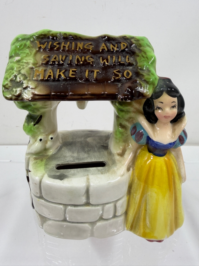Just Added - Vintage 1960s Enesco Walt Disney Productions Snow White Doc’s Storage Barrel Ceramic Pencil Sharpener And Holder Made In Japan 5'H [Photo 2]