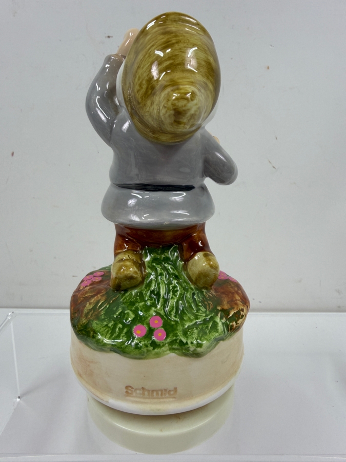 Just Added - Vintage 1980s Schmid Disney Snow White And The Seven Dwarfs Sneezy Hand Painted Rotating Ceramic Music Box Made In Japan 6.75'H [Photo 3]