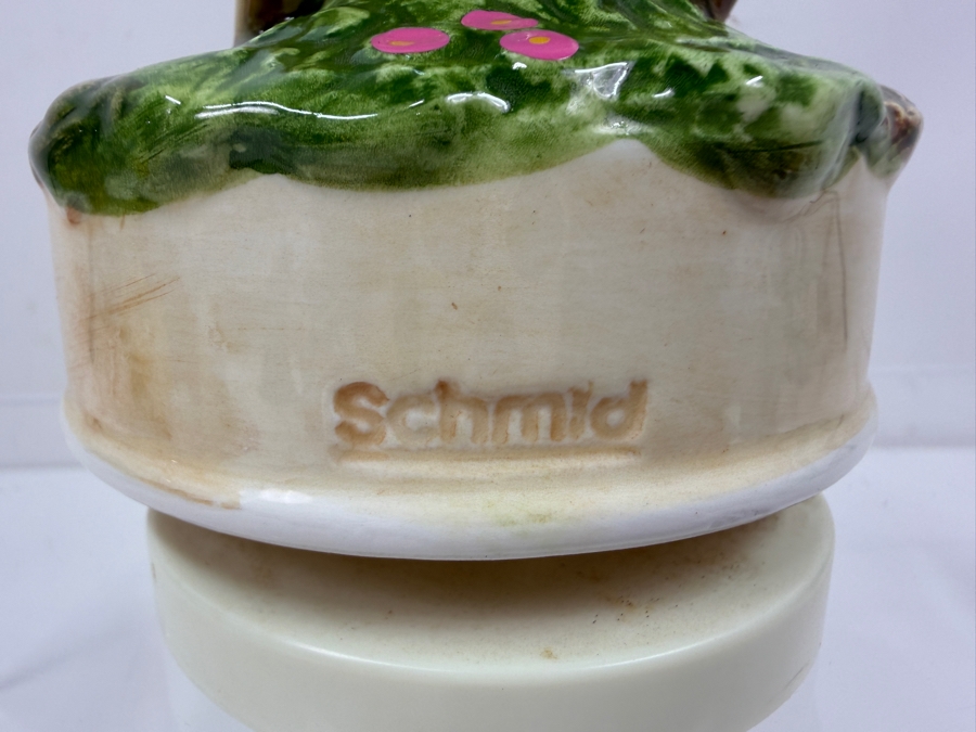 Just Added - Vintage 1980s Schmid Disney Snow White And The Seven Dwarfs Sneezy Hand Painted Rotating Ceramic Music Box Made In Japan 6.75'H [Photo 4]