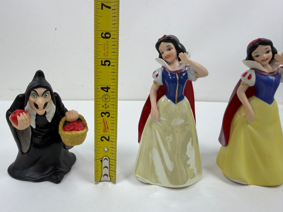 Just Added - Vintage Walt Disney Snow White Porcelain Figurine Collection Made In Sri Lanka Featuring Two Snow White Princess Variants And The Wicked Witch Hag 5' - 6'H [Photo 9]
