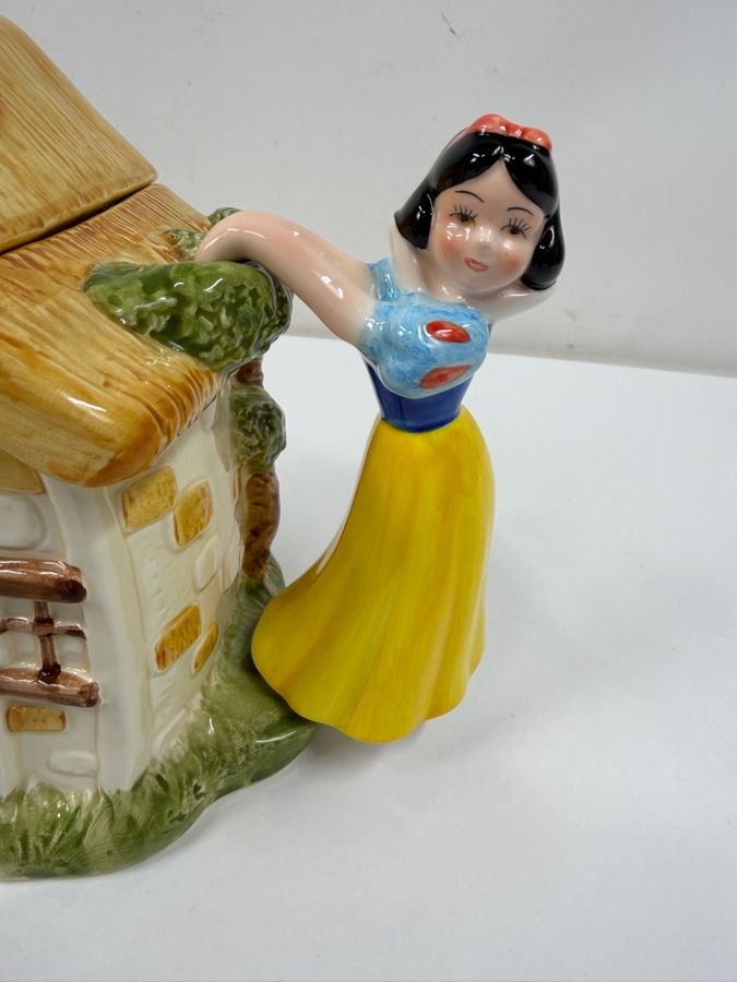 Just Added - Vintage Disney Japan Snow White And The Seven Dwarfs Cottage Ceramic Teapot Featuring Snow White Handle And Dopey Lid 8'H [Photo 2]