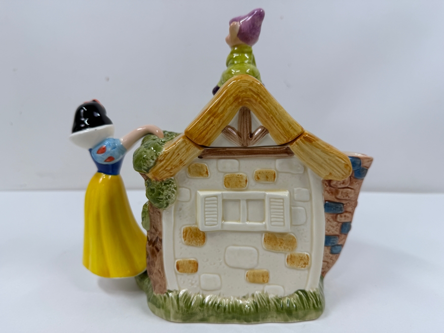 Just Added - Vintage Disney Japan Snow White And The Seven Dwarfs Cottage Ceramic Teapot Featuring Snow White Handle And Dopey Lid 8'H [Photo 5]