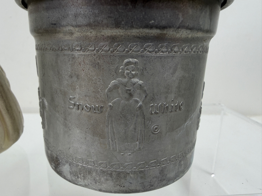 Just Added - Vintage 1945 Snow White And The Seven Dwarfs Chalkware Figurine And 1950s Disney Aluminum Child’s Cup Collection 3' - 4'H
 [Photo 2]