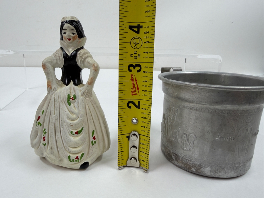 Just Added - Vintage 1945 Snow White And The Seven Dwarfs Chalkware Figurine And 1950s Disney Aluminum Child’s Cup Collection 3' - 4'H
 [Photo 7]