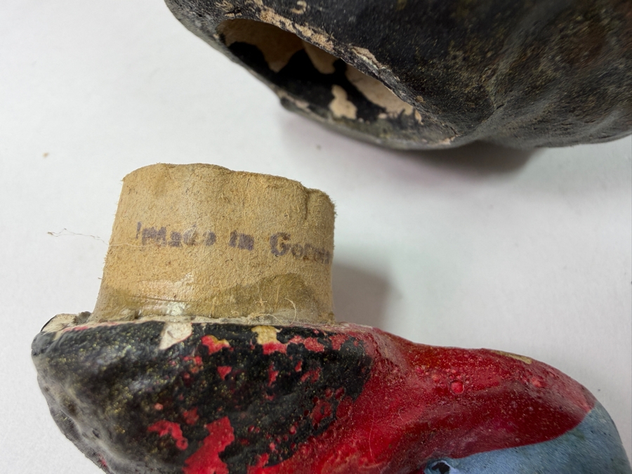 Just Added - (4) Antique German Papier-Mache And Composition Turkey Candy Containers With Removable Heads And Wire Legs 4' - 5'H [Photo 10]