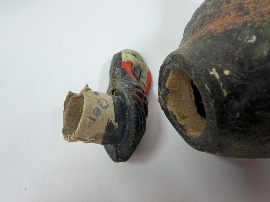 Just Added - (4) Antique German Papier-Mache And Composition Turkey Candy Containers With Removable Heads And Wire Legs 4' - 5'H [Photo 11]