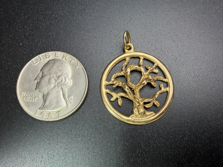 14k Gold Tree Of Life Pendant 3.9g [Gold Melt Value Is $350] [Photo 4]