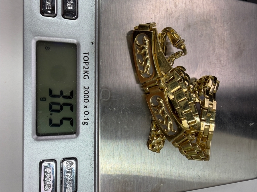 14k Gold 17' Necklace Featuring A Panther Motif 36.5g [Gold Melt Value Is $3,279] [Photo 11]