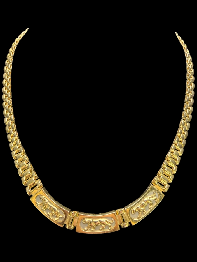 14k Gold 17' Necklace Featuring A Panther Motif 36.5g [Gold Melt Value Is $3,279]