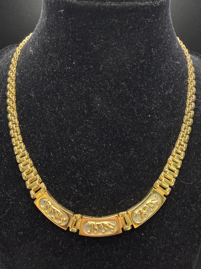 14k Gold 17' Necklace Featuring A Panther Motif 36.5g [Gold Melt Value Is $3,279] [Photo 2]