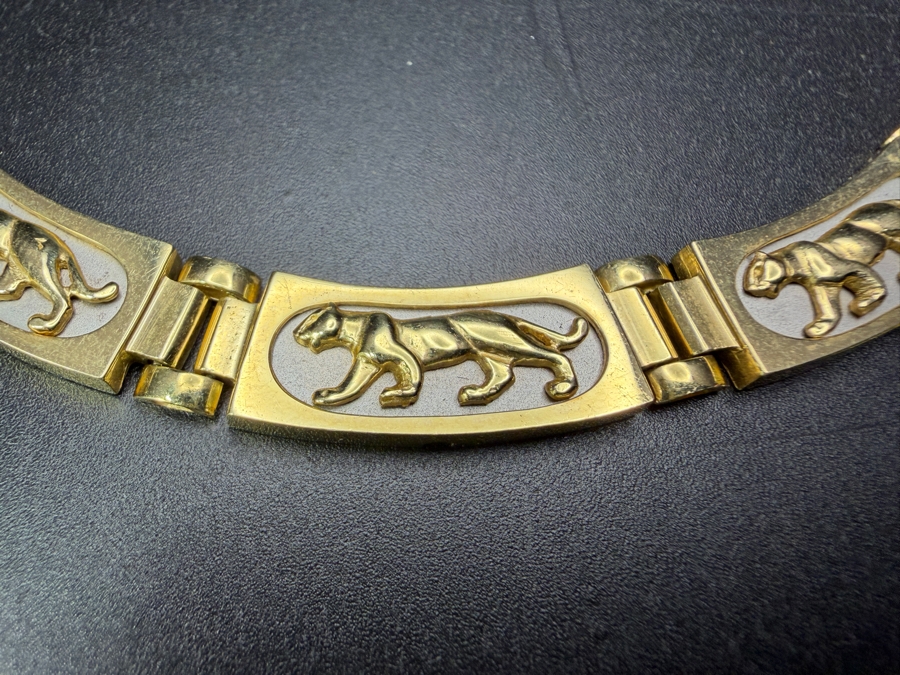14k Gold 17' Necklace Featuring A Panther Motif 36.5g [Gold Melt Value Is $3,279] [Photo 4]