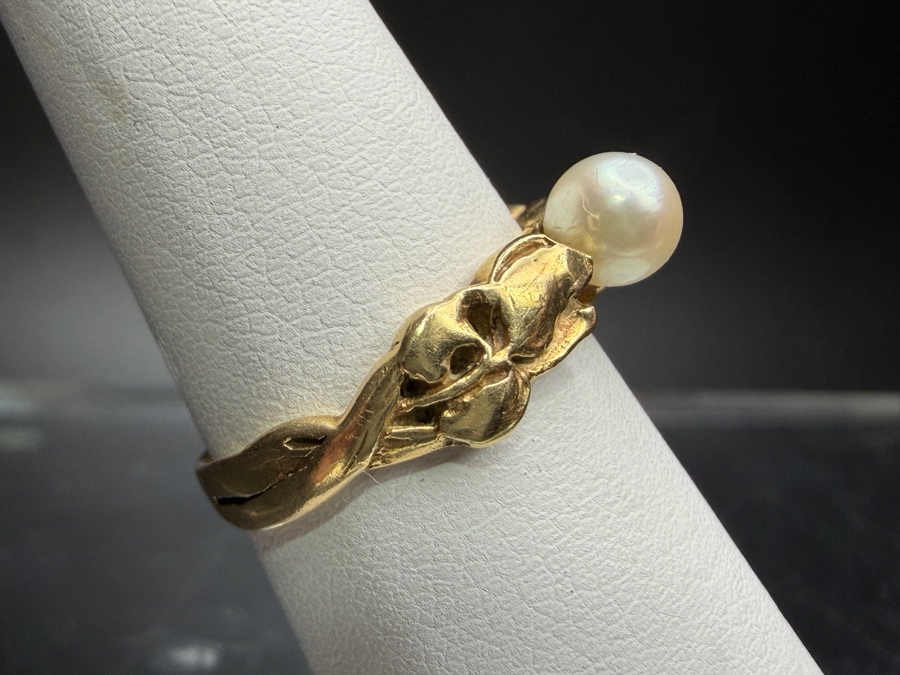 14k Gold Pearl Ring Size 5 2.6g [Photo 2]