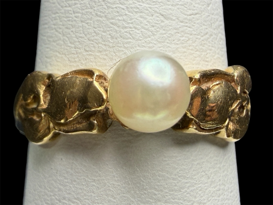 14k Gold Pearl Ring Size 5 2.6g