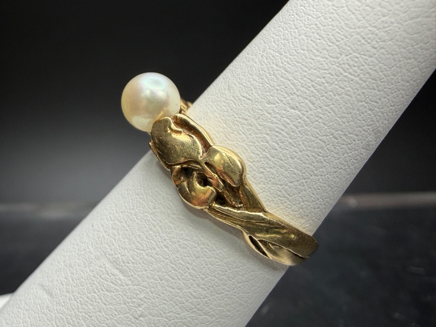 14k Gold Pearl Ring Size 5 2.6g [Photo 3]