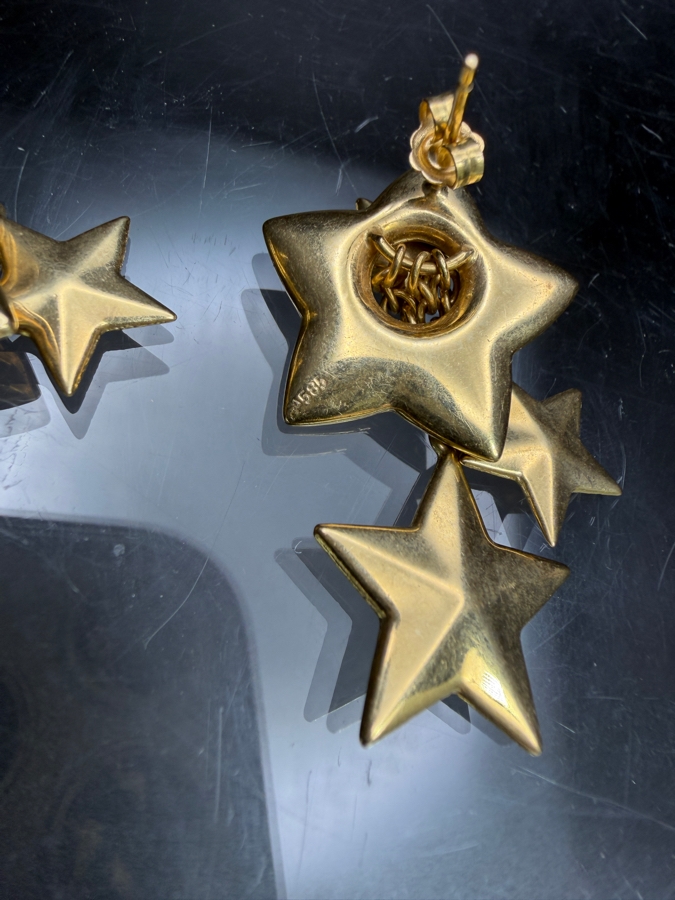 14k Gold Star Earrings 7.8g [Gold Melt Value Is $700] [Photo 3]