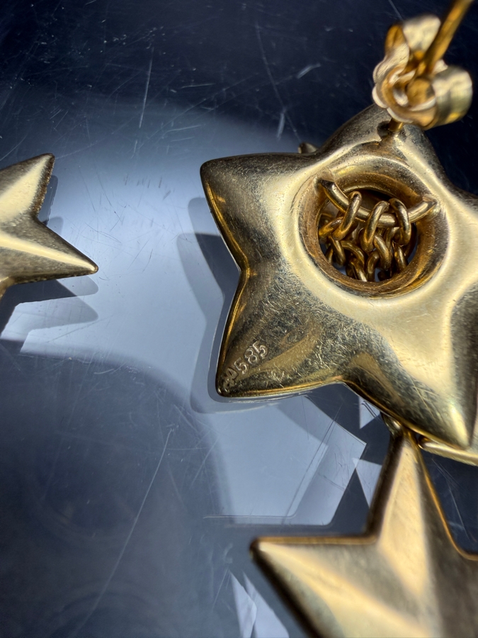 14k Gold Star Earrings 7.8g [Gold Melt Value Is $700] [Photo 4]
