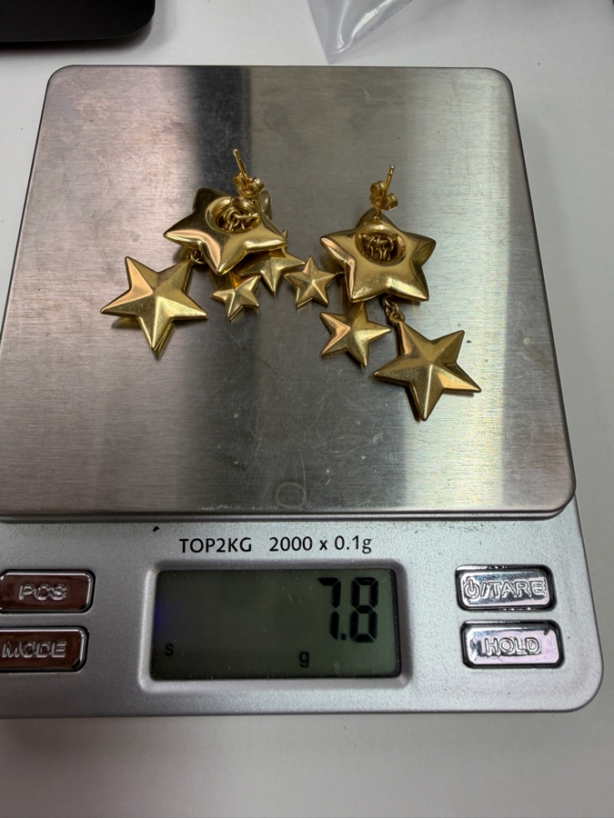 14k Gold Star Earrings 7.8g [Gold Melt Value Is $700] [Photo 5]