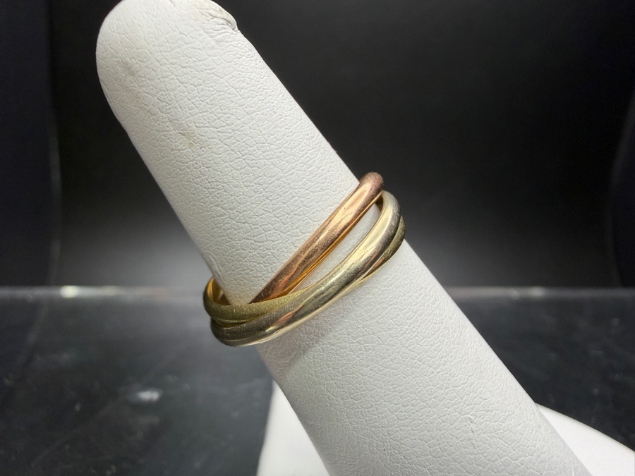 14k Gold Trinity Cartier Style Italian Ring Size 5.25 3.0g [Photo 3]