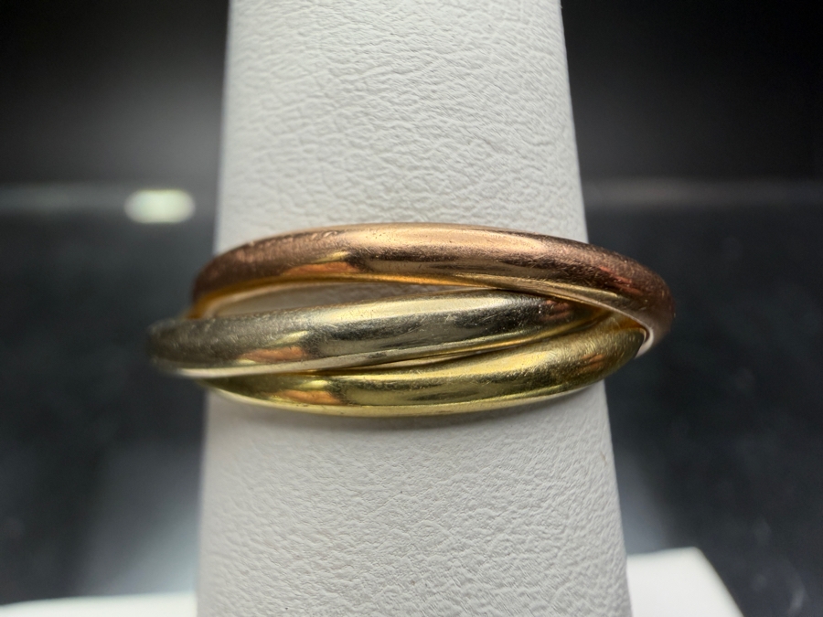 14k Gold Trinity Cartier Style Italian Ring Size 5.25 3.0g [Photo 2]