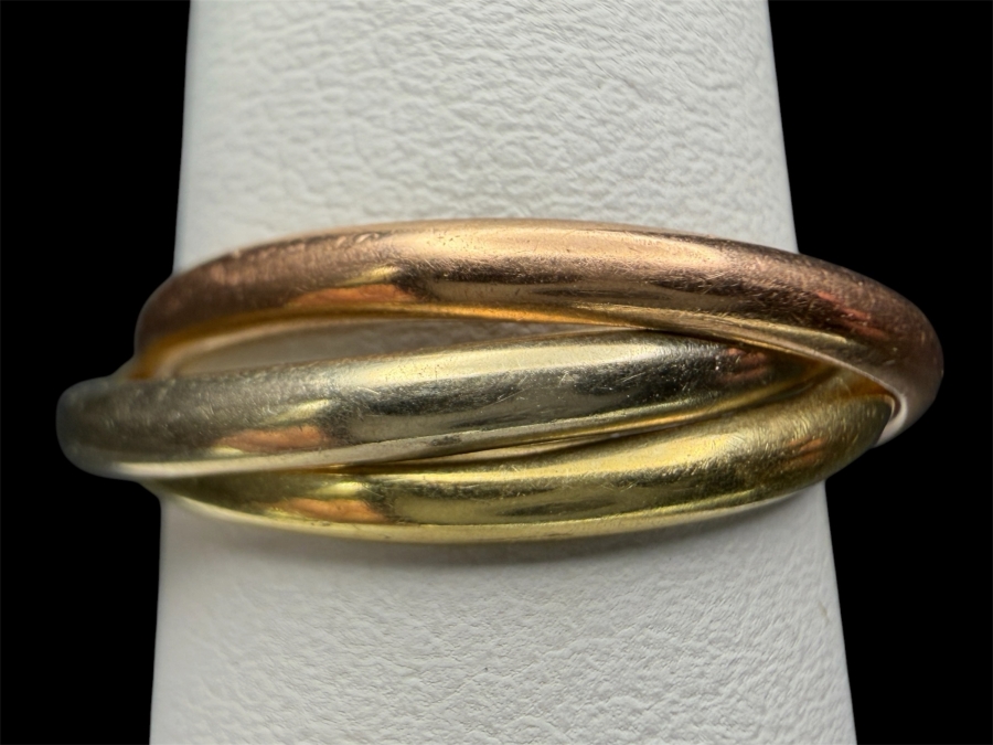 14k Gold Trinity Cartier Style Italian Ring Size 5.25 3.0g